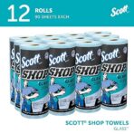 Scott® Shop Towels Glass™ (32896), Blue Shop Towels for Glass, Mirrors and Chrome, 8.6"x11" sheets (90 Towels/Roll, 12 Rolls/Case, 1,080 Towels/Case)