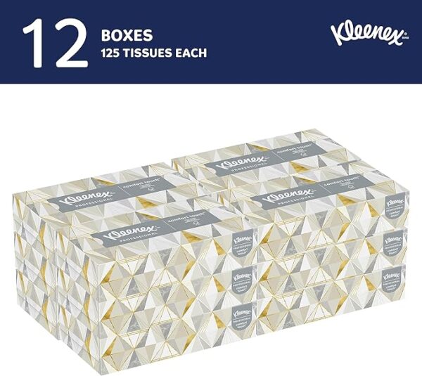 Kleenex Professional Facial Tissue, Bulk (3079), 2-Ply, White, Flat Boxed Format, Designed for Business, Convenience Size (125 TissuesBox, 12 Boxes, 1,500 SheetsCase)