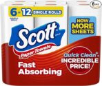 Scott Paper Towels, Choose-A-Sheet, 6 Double Rolls = 12 Regular Rolls (108 Sheets Per Roll)