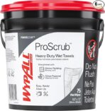WypAll PowerClean ProScrub Heavy Duty Wet Towels (91371), Dual Action Cleaning, Large 9.5 x 12 Wipes, Bucket Included (6 Containers of 75 Sheets, 450 Sheet Total)