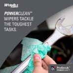 WypAll PowerClean ProScrub Heavy Duty Wet Towels (91371), Dual Action Cleaning, Large 9.5 x 12 Wipes, Bucket Included (6 Containers of 75 Sheets, 450 Sheet Total)